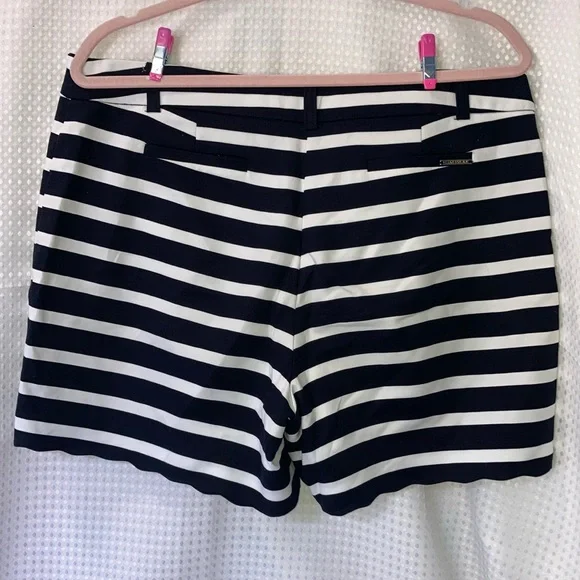 Anne Klein Navy and White Striped Women Shorts - Picture 2 of 9